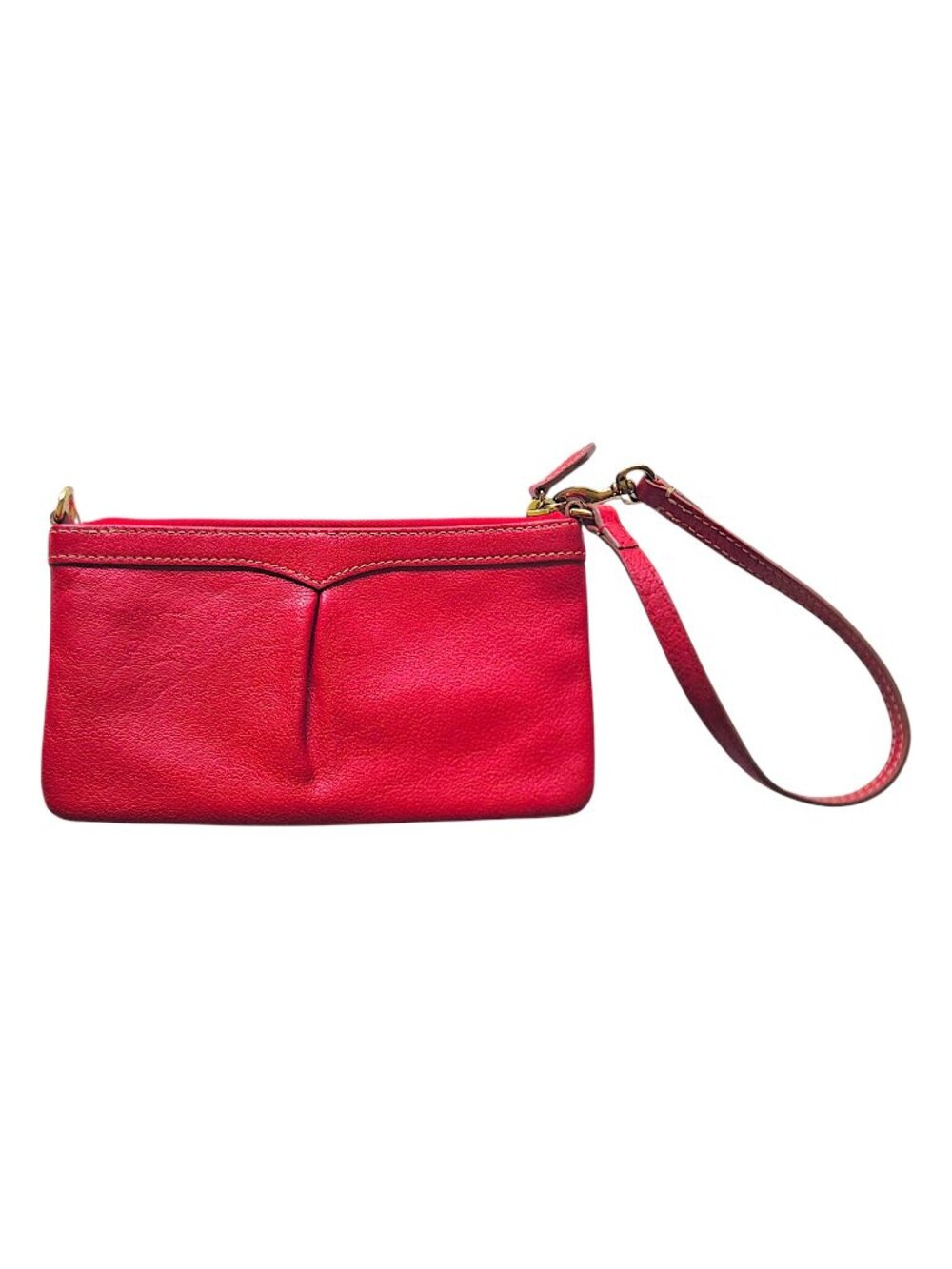 Dooney & Bourke Red Pebbled Leather Wristlet Zip Pouch Early 2000s Y2K Era
